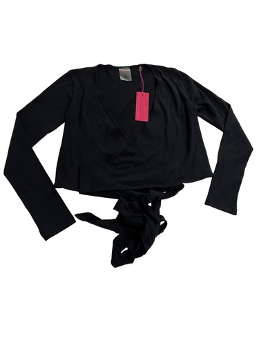 TEREZ New York Rib Long Sleeve Wrap Top in Black - Bild 1 von 4
