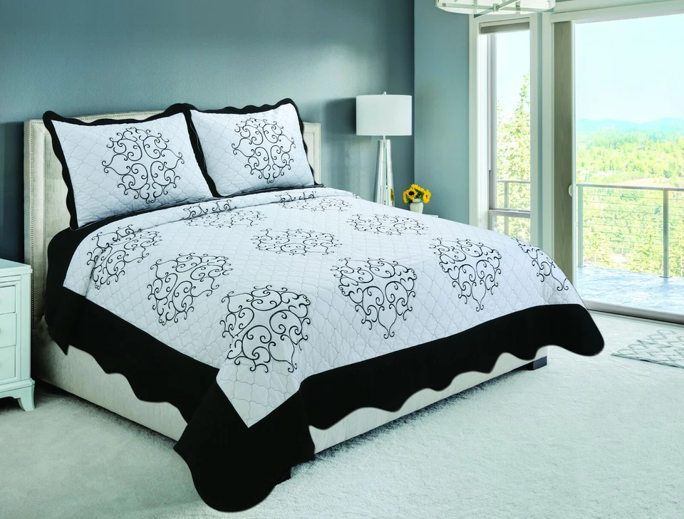 Juego de colcha edredón ropa de cama ultra suave mezcla de algodón bordado mandala blazon Foto 3 de 4