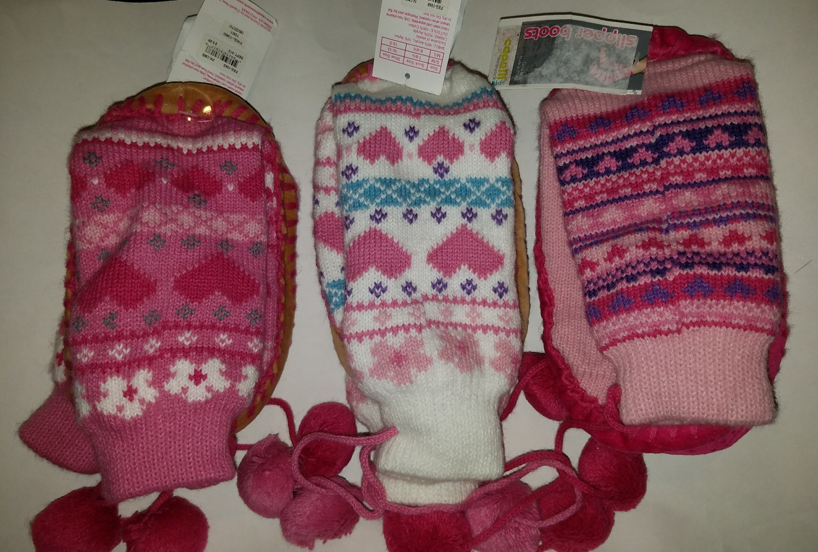 Girls Capelli Brand Sweater Slipper Boots Pom Pom Various Colors Size S/M M/L