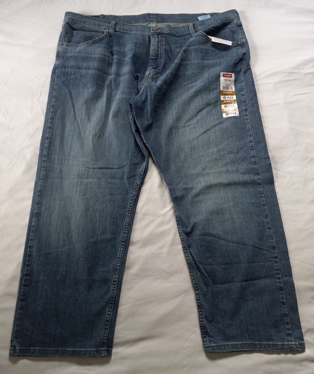 Wrangler Mens Jeans Five Star Relaxed Fit Flex 42x30 Medium Wash