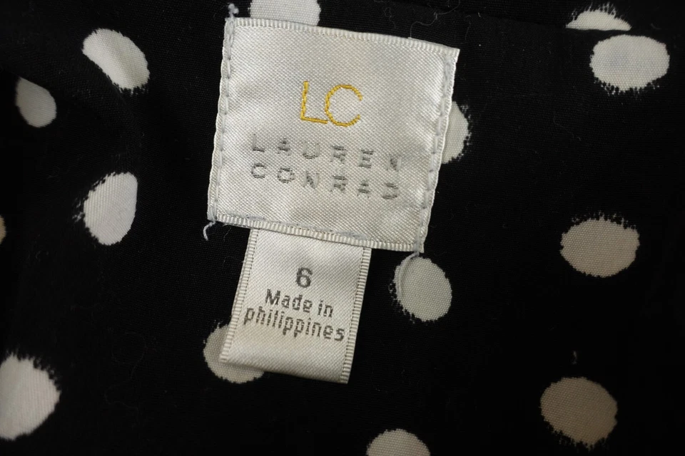 Blazer LC Lauren Conrad Mujer Talla 6 Negro Lunares Ligero Frente Abierto Foto 2 de 4