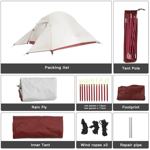 Ultralight 2-Person Camping Tent 20D Nylon Waterproof For Hiking Backpacking - Picture 5 of 14