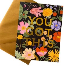 RIFLE PAPER CO. Greeting Card  Envelope - "YOU GOT THIS FLORAL" Gold Metallic