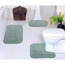 Radiant Collection 100 Cotton Bath Rugs Set, 3-Pcs Set with Contour, Blue