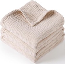 MairMore Muslin Baby Blanket for Boys and Girls, Neutral 47    47   , Ivory