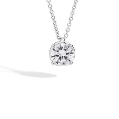 Halskette aus 18k Weißgold mit Diamant Lichtpunkt - Runde Krallen 0,33 ct.