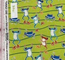 Totally Cool frogs Just Chillin by Kanvas cotton quilt fabric by the half yard