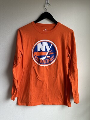 Fanatics NY Islanders Men's Size Medium Long Sleeve Shirt Orange Official 