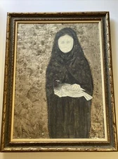 Fumiko Matsuda Painting Japanese Mid Century Modernism Listed Bird Woman Large