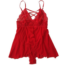 The Escante Collection Queen Teddy Doll Lace Mesh 30442 Red Size M 6-10