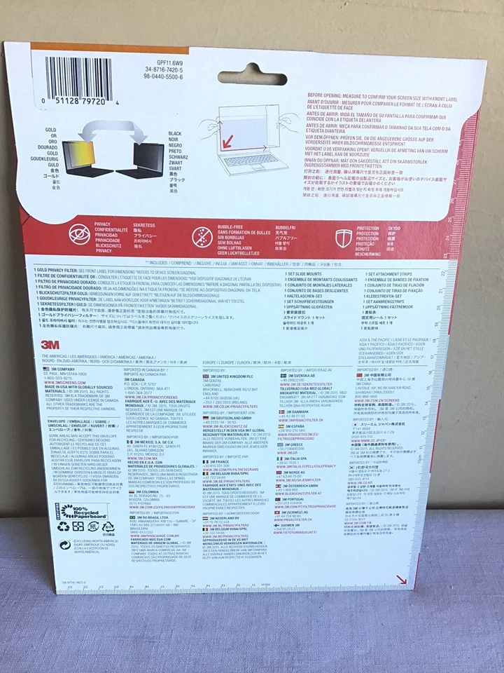 Brand New 3M Universal Laptop 60 Degree Gold 11.6" Diagonal Privacy Filter - Image 2 of 2