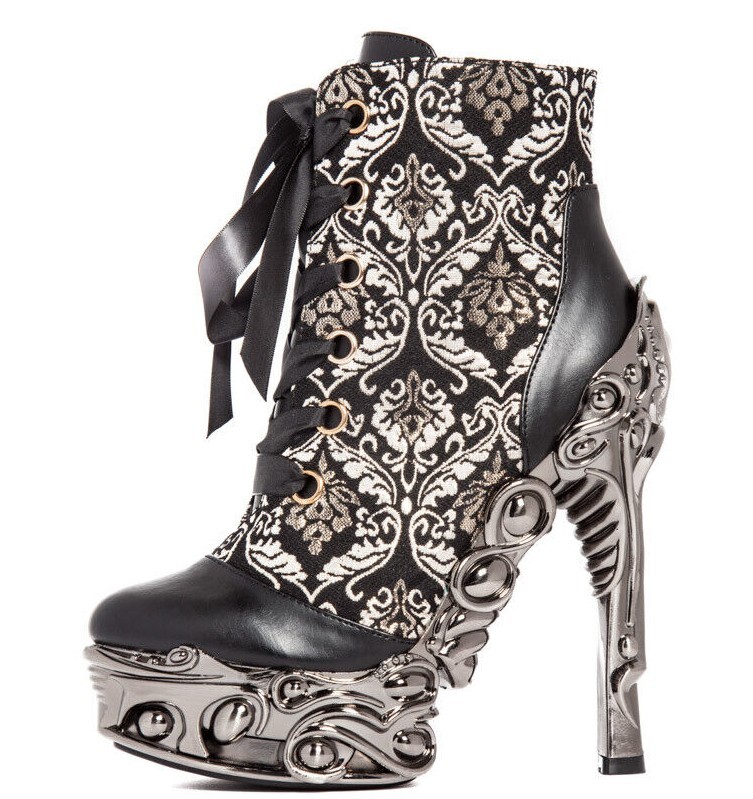 Hades RENA Ankle Boots Victorian Brocade 6&quot; Proteus Metallic Heel 