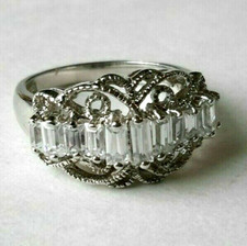 Vintage 925 Sterling Silver Clear Rhinestone Ring Size 7