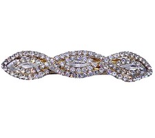 Crystal Rope Twist Barrette Princess Silver Tone New Wedding Dance Sparkly