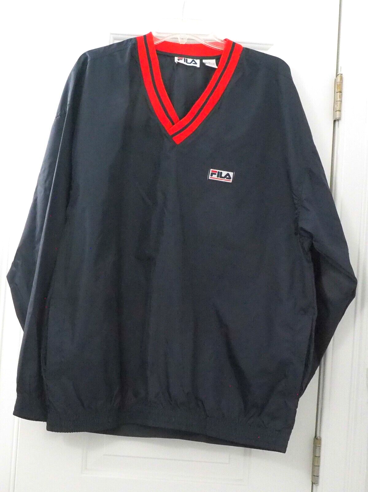 Giacca a vento vintage primavera FILA uomo XL rosso navy pullover giacca a vento