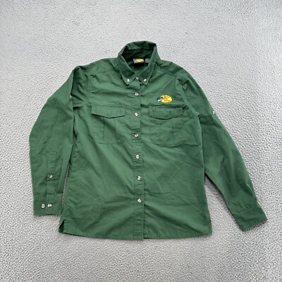 Bass Pro Shops Button Up Roll Tab Long Sleeve Green Shirt in Adult