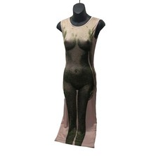 Maxi Bodycon Dress Womens Small Pink Nude Girl Naked Body Stretch Ladies
