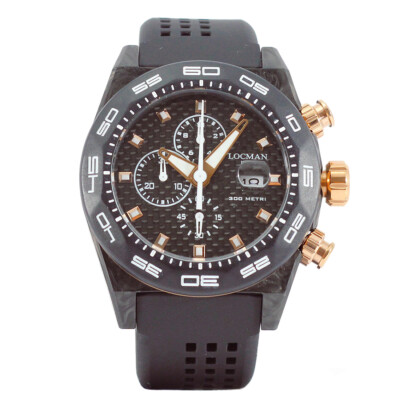 Locman Italy Herrenuhr Stealth Carbon Chronograph schwarz/rosé  Ref. 0218