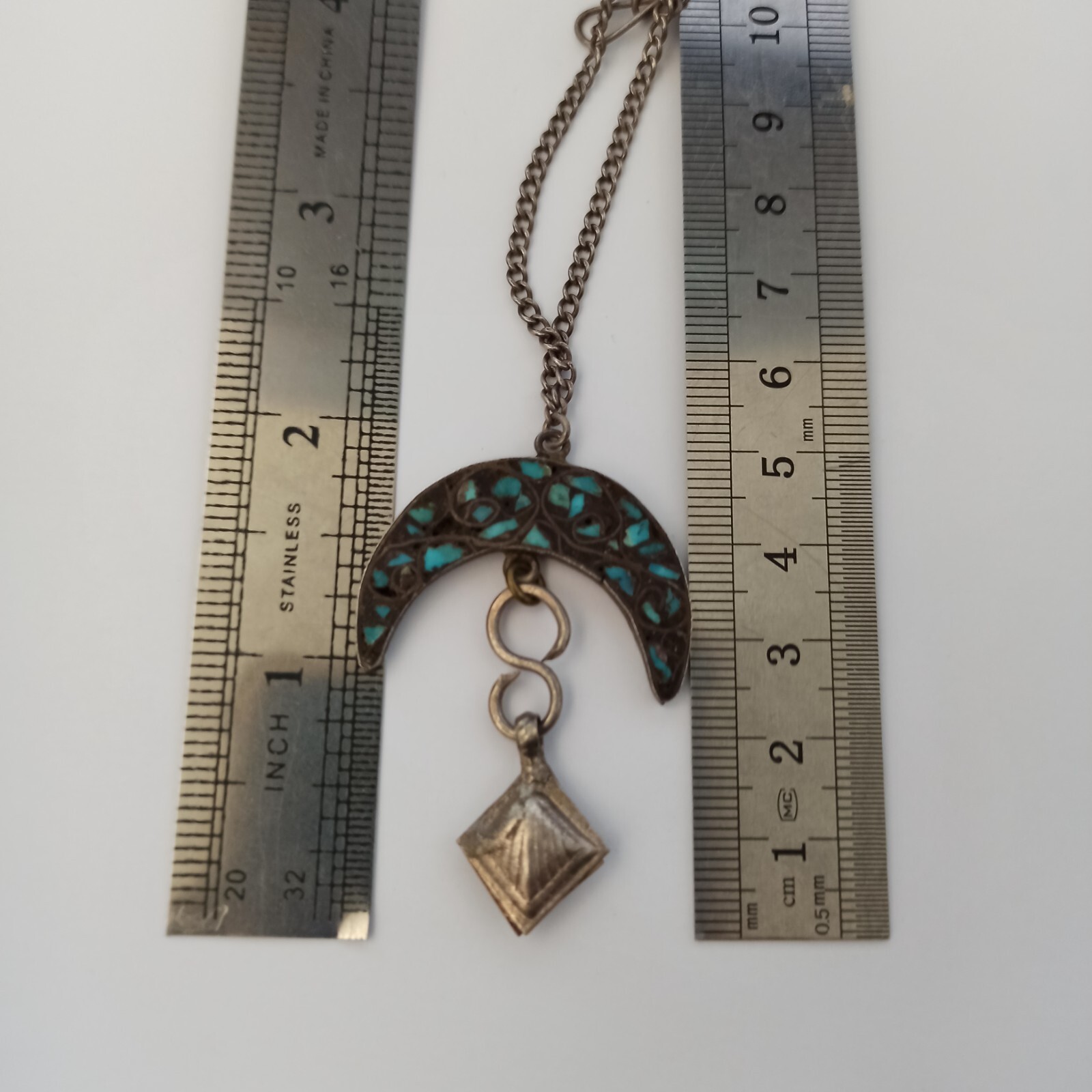 Middle Eastern Necklace Silver Crescent Moon Anti… - image 7