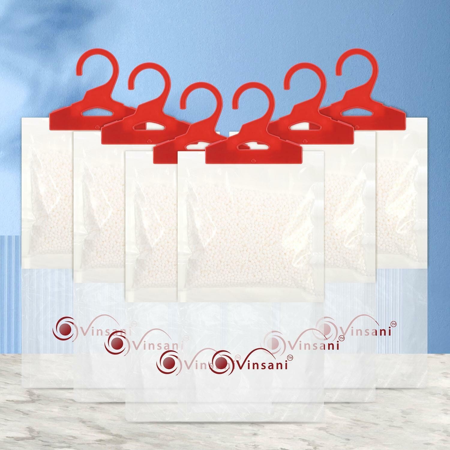 Hanging Wardrobe Dehumidifier Bag Household Eliminate Odours - Pack of 6