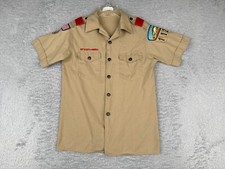 Boy Scouts of America Shirt Youth Large Beige Short Sleeve Cotton Poly Blend UT