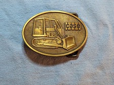 VINTAGE 1980's "CASE 8508 BULLDOZER" SOLID BRASS ADVERTISING BELT BUCKLE