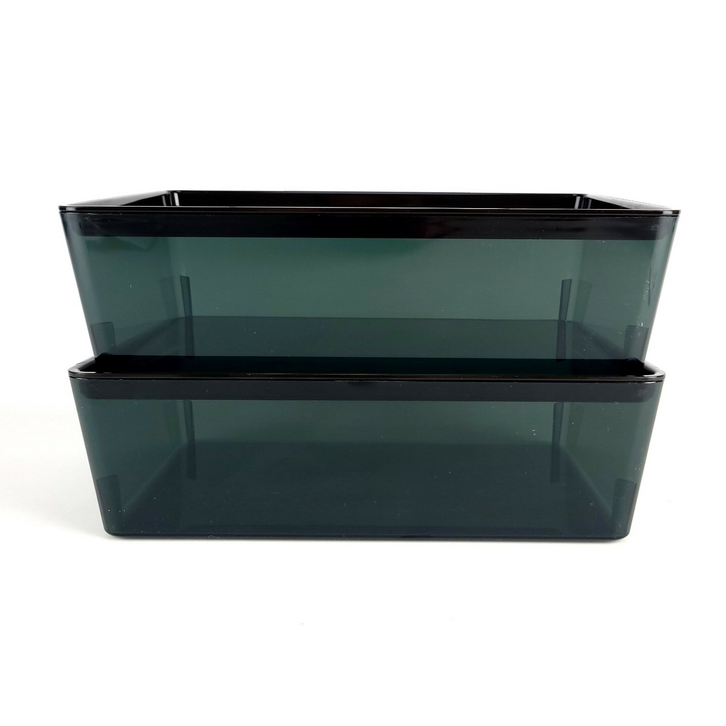 Lot of 2 Ikea KUGGIS Transparent Black Storage Container w/ Lid 7x10 1