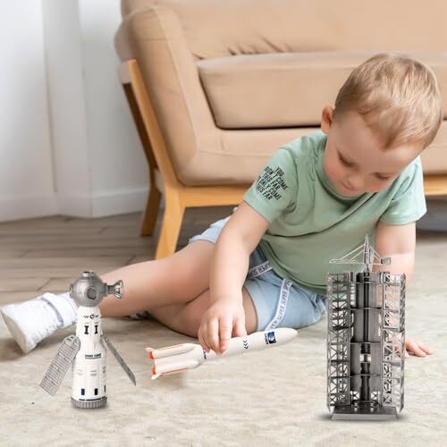 Space Shuttle Toys Set with Light and Sound, Rocket Ship Toys Playset with 