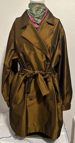 Yves Saint Laurent Variation Metallic Bronze Trench Coat Belted Vintage RARE - Picture 2 of 12