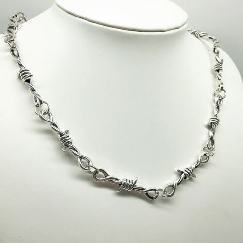 Fashion Jewelry Silver Barbed Wire Brambles Choker Necklace 1-18 - Picture 1 of 3