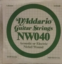 D'Addario Guitar String Acoustic or Electric Nickel Wound NW040