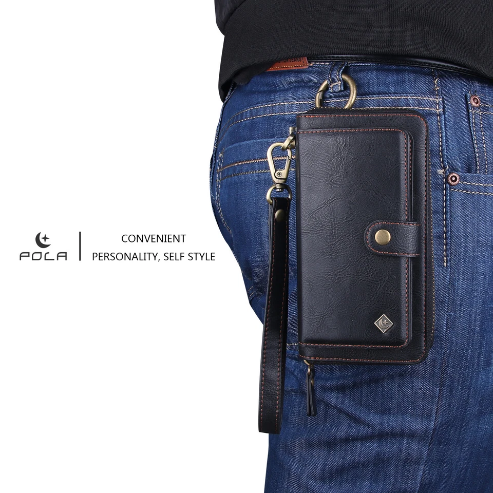 Removable Zipper Wallet Card Handbag PU Leather Purse Case Magnetic Cover Pouch  Foto 3 de 4