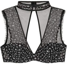 Victoria's Secret Dream Angels Embroidered Stars Choker Plunge Bra Black NWT