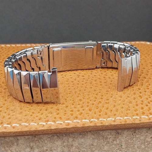 1950s Wide Stainless Steel Gemex 19mm 18mm 17mm Photo Album Vintage Watch Band - Picture 4 of 10