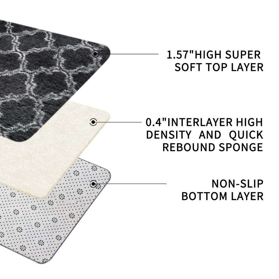 Alfombra peluda de felpa - Alfombra grande suave y antideslizante para sala de estar y dormitorio Foto 3 de 4