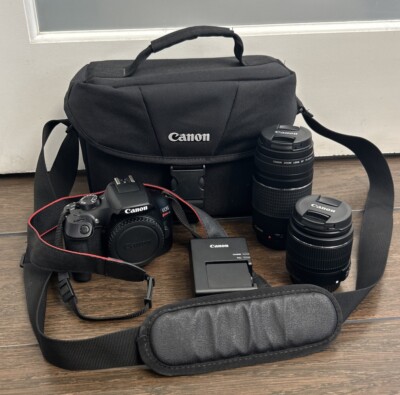New Canon EOS Rebel T6 Camera + 18-55mm & 75-300mm Lens