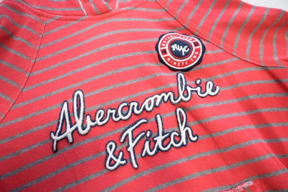 Толстовка с капюшоном Abercrombie & Fitch в полоску с нашивкой из хлопковой смеси женская размер маленький - Изображение 3 из 4