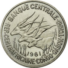 [#71912] Coin, EQUATORIAL AFRICAN STATES, 50 Francs, 1961, Paris, MS(60-62), Nic