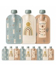 12 Pack Reusable Baby Food Pouches BPA Free Refillable Squeeze Yogurt Applesauce
