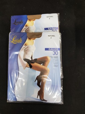 2 Pair Levante Calze Gaudi 30  Size 2 Medium Naturel Pantyhose