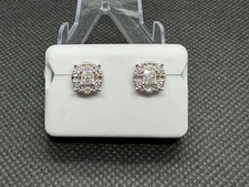 Solid 925 Sterling Silver Round Cluster Earrings 2.0ctw