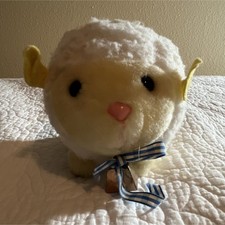 Eden Plush Lamb Stuffed Animal White Yellow Ears Blue Bow Small 6-14 in