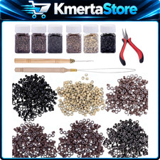 3000PCS 5mm Silicone Micro Ring Hair Extension Beads Kit with I-Tip Pliers  Hoo