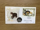 1996 Isle of Man Cats  BENHAM Coin Cover  IOM Crown  SIGNED JOANNA LUMLEY