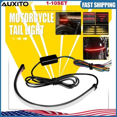 Motorcycle LED Strip Sequential Universal Turn Signals Brake Tail Light 1-10X