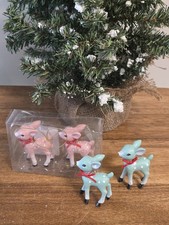 Target Wondershop Mini Retro Deer Ornaments Pink Set/2-NEW 2022, BONUS Green
