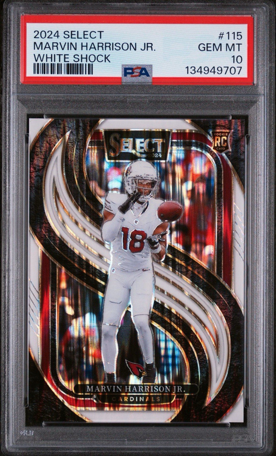 2024 Panini Select - Marvin Harrison Jr. #115 White Shock (RC) /199 PSA 10