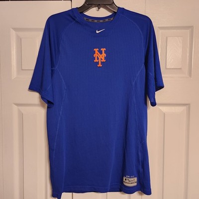 New York Mets Nike Pro Combat Team MLB Blue Fitted Shirt Men SzL