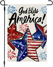 CROWNED BEAUTY 4th of July Garden Flag USA American 12X18, July-Stars