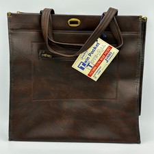 Vintage Lady’s Pride Tote Bag Brown Faux Leather Twin Pocket NWT Made in USA